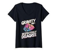 Womens Gravity and I Respectfully Disagree Rock Climber Hiker V-Neck T-Shirt