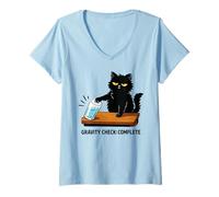 Women's Gravity Check Funny Cat Owner Physics Humor Science Lover V-Neck T-Shirt