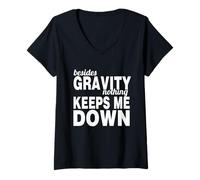 Women's Gravity Defying Motivation Quote Inspirational V-Neck T-Shirt