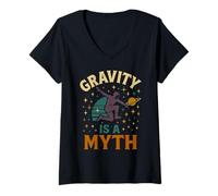 Womens Gravity is a Myth Parkour Retro Cosmic Vintage Free Running V-Neck T-Shirt