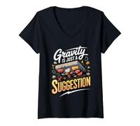 Women's Gravity is Just a Suggestion Bouldering Climbing V-Neck T-Shirt