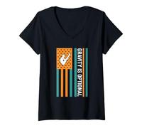 Womens Gravity is Optional Diver Flag Theme Graphic V-Neck T-Shirt