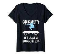 Womens Gravity It's Just a Suggestion Trampoline Jumper V-Neck T-Shirt