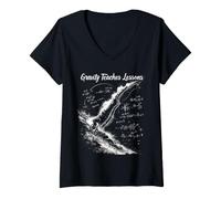Women's Gravity Teaches Lessons Cosmic Biker Adventure V-Neck T-Shirt
