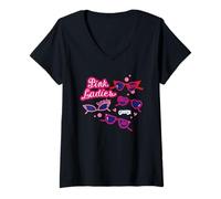 Womens Grease Pink Ladies Frenchy Rizzo Marty & Jan V-Neck T-Shirt