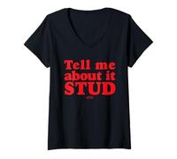 Womens Grease Sandy Quote Tell Me About It Stud V-Neck T-Shirt