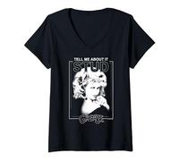 Womens Grease Sandy Valentine's Day Tell Me About It Stud V-Neck T-Shirt