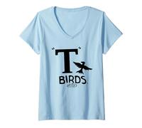 Women's Grease T Birds Black Logo V-Neck T-Shirt