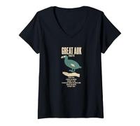 Women's Great Auk Facts Ice Age Size Comparison Chart V-Neck T-Shirt