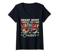 Womens Great Aunt of the Birthday Cruiser Sunglasses Cruise V-Neck T-Shirt