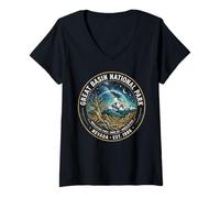 Women's Great Basin National Park Nevada Vintage Starry Night Badge V-Neck T-Shirt