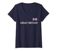 Womens GREAT BRITAIN UNITED KINGDOM FLAG GBR SPORTS ATHLETIC JERSEY V-Neck T-Shirt