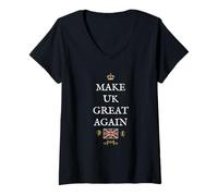 Womens GREAT BRITISH PROUD PATRIOT SUPPORT MEGA MAKE UK GREAT AGAIN V-Neck T-Shirt