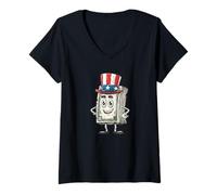 Womens Great Cartoon Dollar Bill Costume for US Colors and Cash Fan V-Neck T-Shirt