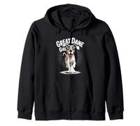 Womens Great Dane Girl Cute Cartoon for Dog Mom Pet Owners Zip Hoodie