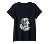 Women's Great Dane Renaissance Portrait Vintage Noble Dog Art V-Neck T-Shirt