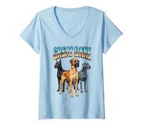 Women's Great Dane Vintage 90s Dog Lover 80s Great Dane Men Women V-Neck T-Shirt