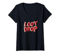 Womens Great Dropping Loot Costume for Boys and Girls V-Neck T-Shirt
