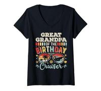 Womens Great Grandpa of the Birthday Cruiser Sunglasses Cruise V-Neck T-Shirt