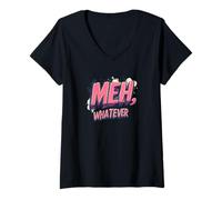 Womens Great Meh, Whatever Emblem V-Neck T-Shirt