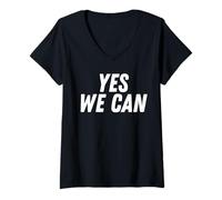 Women's Great Motivation Saying Yes We Can Sport Soccer Lovers V-Neck T-Shirt