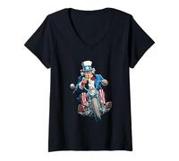 Womens Great Motorcycle Costume in USA Style for Biker V-Neck T-Shirt