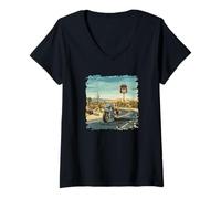 Womens Great Motorcycle Roads Costume for Streets and Bikes Lovers V-Neck T-Shirt