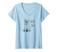 Women's Great Pyrenees “Let’s Go!” Design - Happy Pyr Design V-Neck T-Shirt