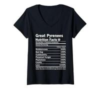 Womens Great Pyrenees Nutrition Facts Funny Dog V-Neck T-Shirt
