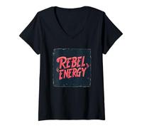 Womens Great Rebel Energy Statement for Boys and Girls V-Neck T-Shirt