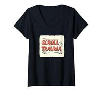 Womens Great Scroll Trauma Speech for a Funny Look V-Neck T-Shirt
