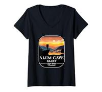 Womens Great Smoky Mountains - Alum Cave Bluff Hiking V-Neck T-Shirt