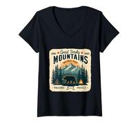 Womens Great Smoky Mountains National Park Adventure V-Neck T-Shirt
