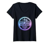 Women's Great Smoky Mountains National Park Tennessee Vintage V-Neck T-Shirt