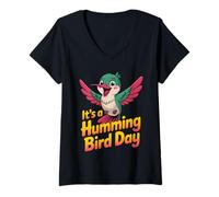 Women's Great Tiny Nectar Vintage Unique Playful Vivid Humming Bird V-Neck T-Shirt
