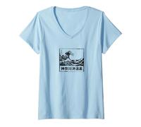 Women's Great Wave Kanagawa Hokusai Japanese Ukiyo-e Art V-Neck T-Shirt