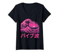 Women's Great Wave Vaporwave Japanese Wave V-Neck T-Shirt