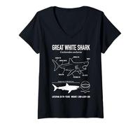 Women's Great White Shark Anatomy V-Neck T-Shirt