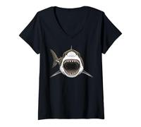 Women's Great White Shark Teeth V-Neck T-Shirt