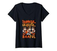 Womens Greateful Thankful and Baaful Three Thanksgiving Goats V-Neck T-Shirt