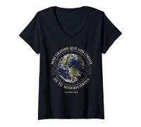 Women's Greater Than the Heavens is Your Mercy Christian Psalm 108:4 V-Neck T-Shirt
