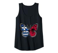 Womens Greece and Albania Mix Butterfly Half Greek Albanian Roots Tank Top