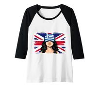 Womens Greece Britain Flags Women Roots British Greek Heritage Raglan Baseball Tee