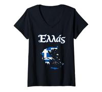 Women's Greece,Flag of Greece,Greece Flag,Greece map V-Neck T-Shirt