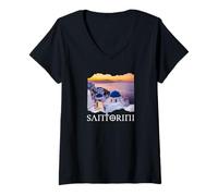 Womens Greece Santorini V-Neck T-Shirt