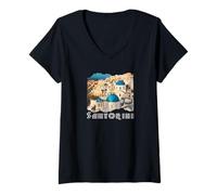 Womens Greece Santorini V-Neck T-Shirt
