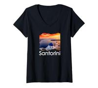 Womens Greece Santorini V-Neck T-Shirt