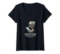 Women's Gr mperor Bust - Memento Mori Memento Vivere Quote Tee V-Neck T-Shirt