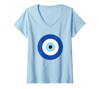 Womens Greek Evil Eye V-Neck T-Shirt