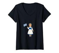 Women's Gr irl Traditional Folk Costume Flag Gift V-Neck T-Shirt